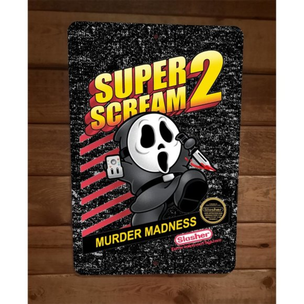 Super Scream 2 Murder Madness Mario Bro Parody 8x12 Metal Wall Sign